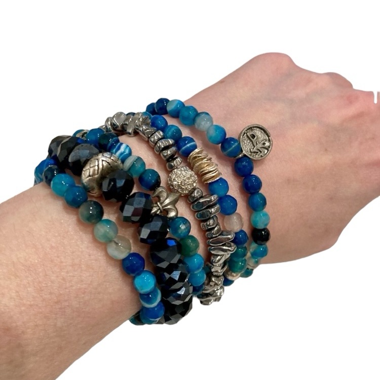 Nwt Agate Gemstone Beaded Bracelet Set